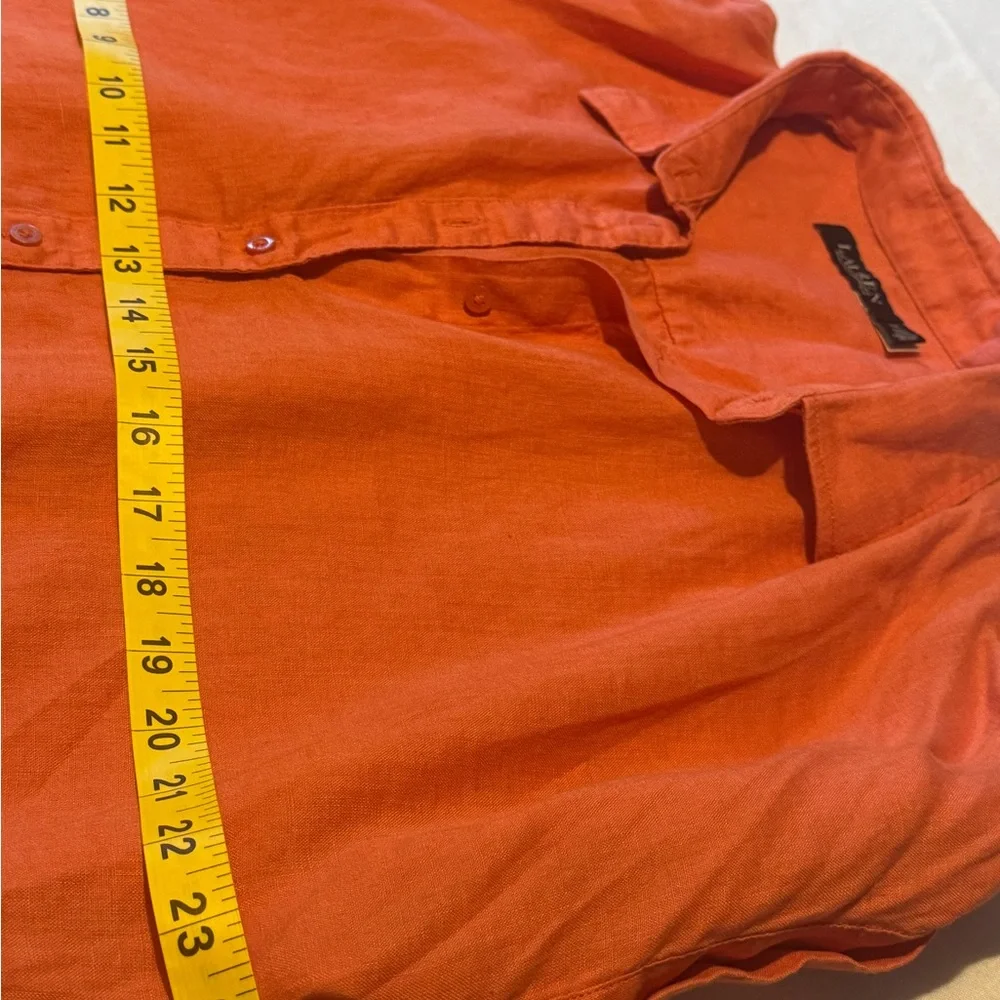 RALPH LAUREN Black Label Women 2x Orange Linen‎ Dolman-Sleeve Top Size
